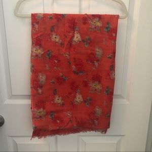 SALE🌟J. Crew Red Floral Shawl Scarf